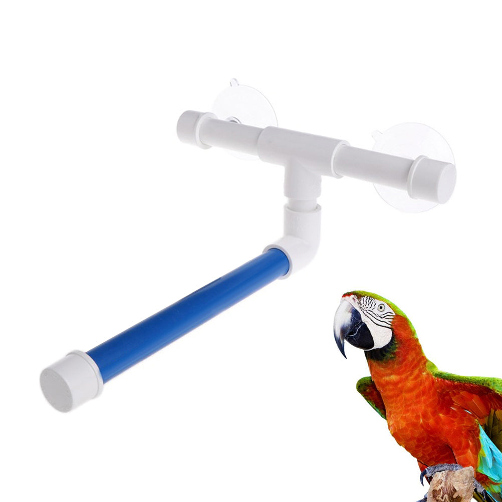 HOMEMAXS Portable Bird Parrot Perches Suction Cup Shower Perch Stand Window Shower Bath Wall Paw Grinding Stand Toy