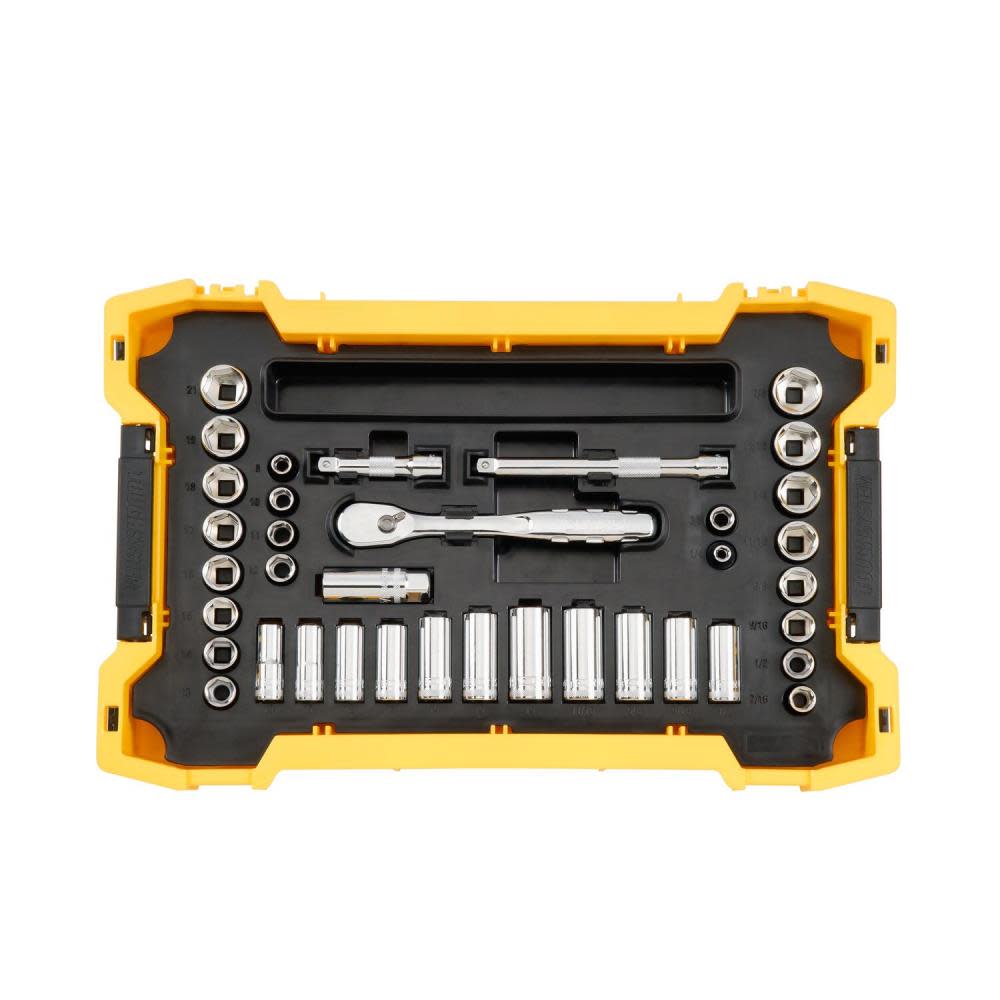 DEWALT Socket and Ratchet 37pc Set with TOUGHSYSTEM 2.0 Shallow Tool Tray ;