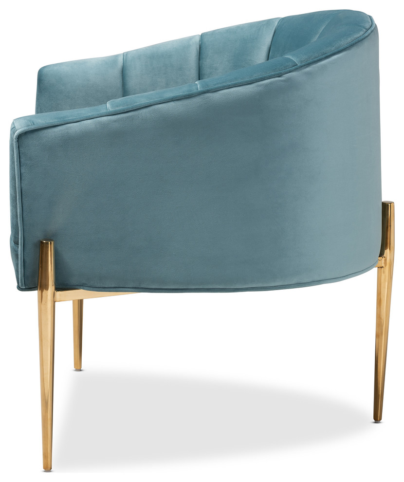 Alger Glam and Luxe Light Blue Velvet Fabric Upholstered Gold Accent Chair   Contemporary   Armchairs And Accent Chairs   by Baxton Studio  Houzz