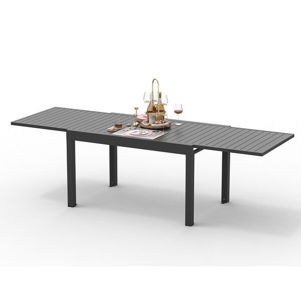 Domi Extendable Patio Dining Table，Aluminum Frame，Weatherproof and Multiple Sizes