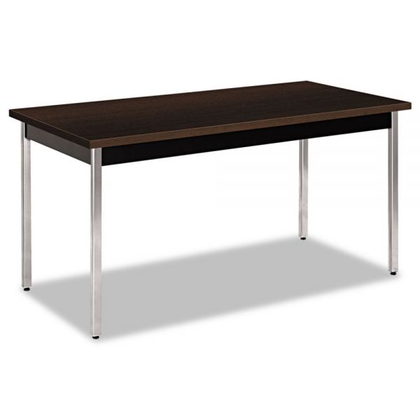 HON Utility Table， Rectangular， 60w x 30d x 29h， Mocha/Black