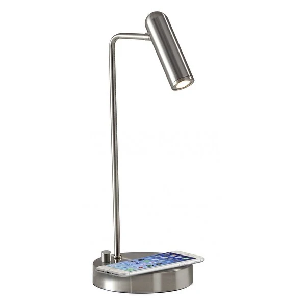 Ultra Sleek Brushed Steel Metal LED Desk Lamp - 6 x 8 x 16.5