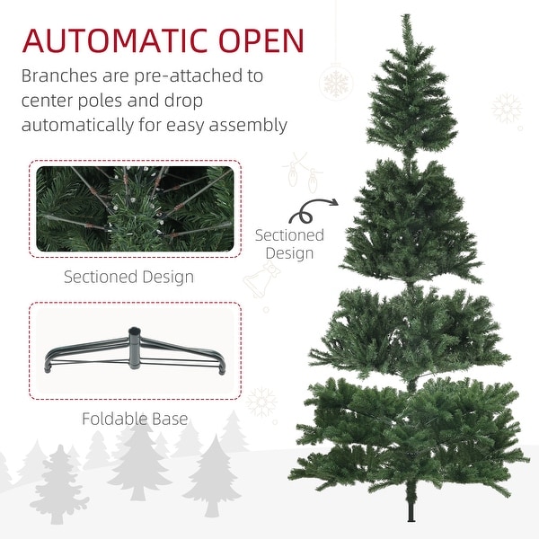 HOMCOM 6ft Artificial Christmas Tree，Xmas Tree with 1000 Branch Tips，Auto Open，Steel Base