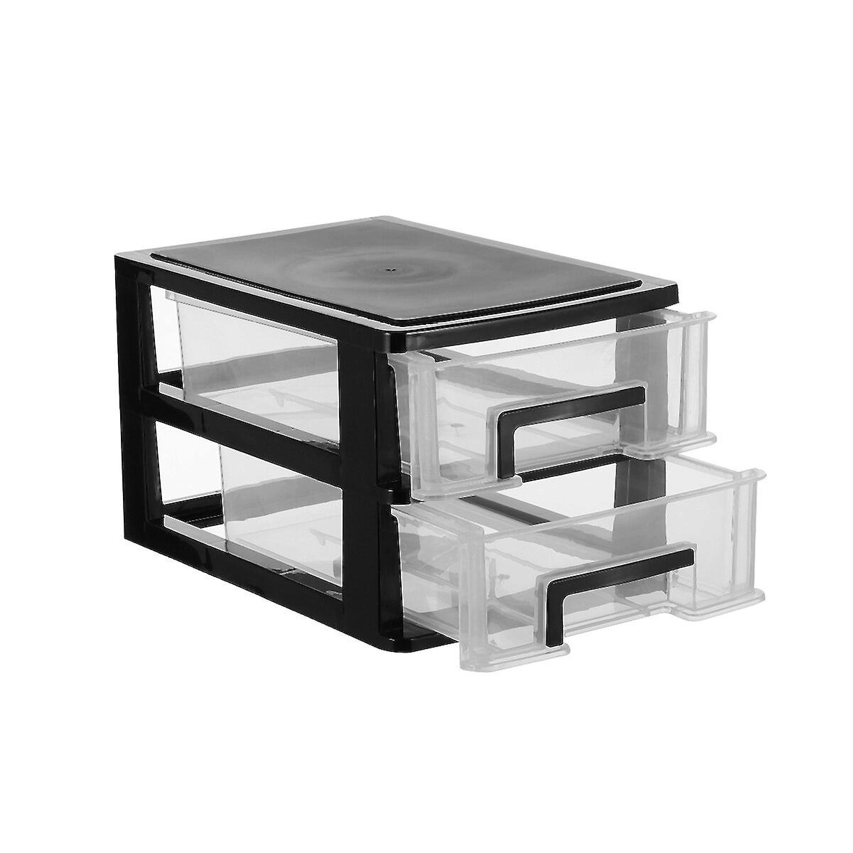 Double Layer Plastic Drawer Type Closet Portable Storage Cabinet Multifunction Dustproof Storage Rack Organizer Furniture (black And Transparent)