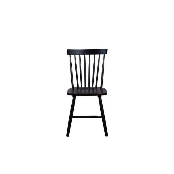 Ray 18 Inch Dining Side Chair， Rubberwood， Windsor Back， Set of 2， Black - 19.5 L x 18 W x 34 H