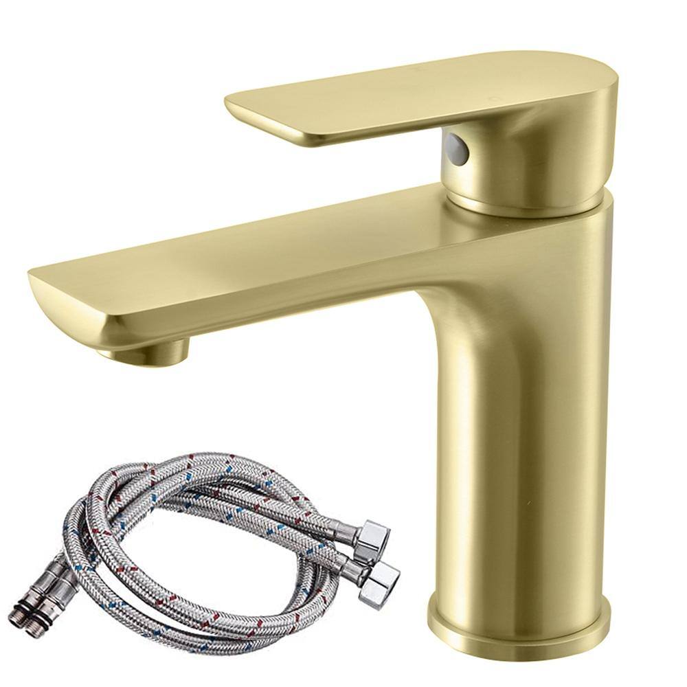 UKISHIRO Single Handle Single Hole Bathroom Faucet with Spot Resistant in Brushed Gold SMD00JN22032204