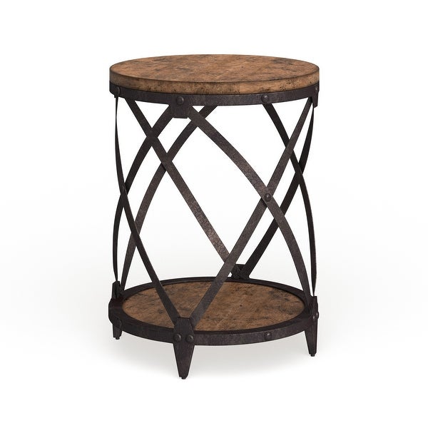 Carbon Loft Michael Distressed Pine Wood Round End Table