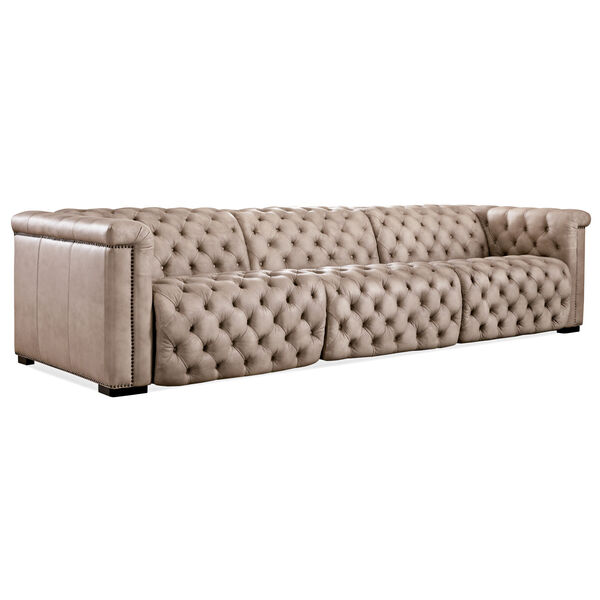 Brown 123-Inch Sectional Sofa with Power Headrest