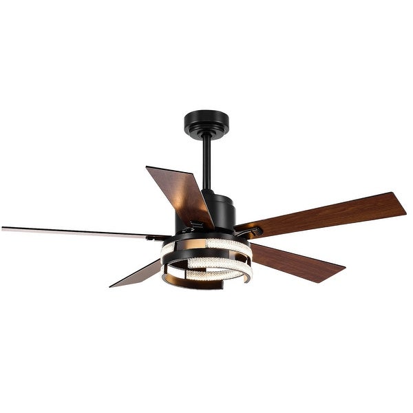 52 In LED Matte Black Ceiling Fan with Light Remote(5-blade) Shopping - The Best Deals on Ceiling Fans | 40798192