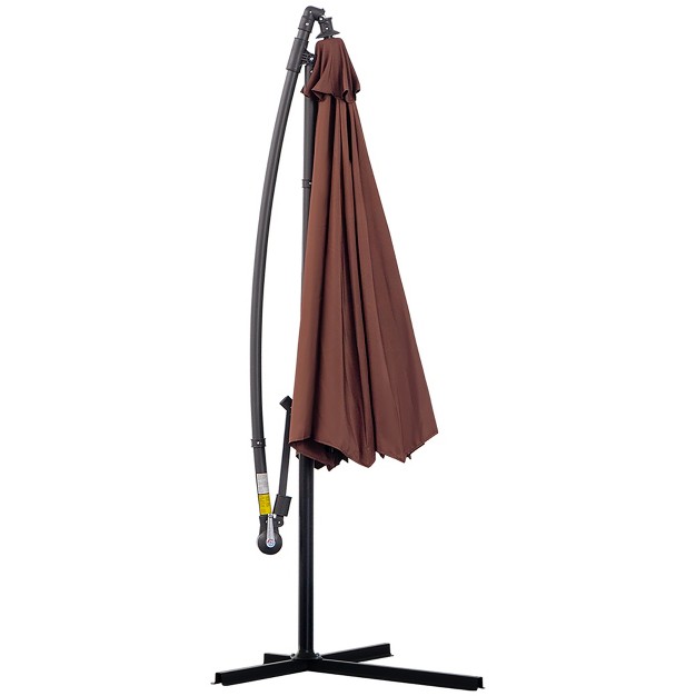 Outsunny 10 x27 Cantilever Hanging Tilt Offset Patio Umbrella With Uv amp Water Fighting Material And A Sturdy Stand