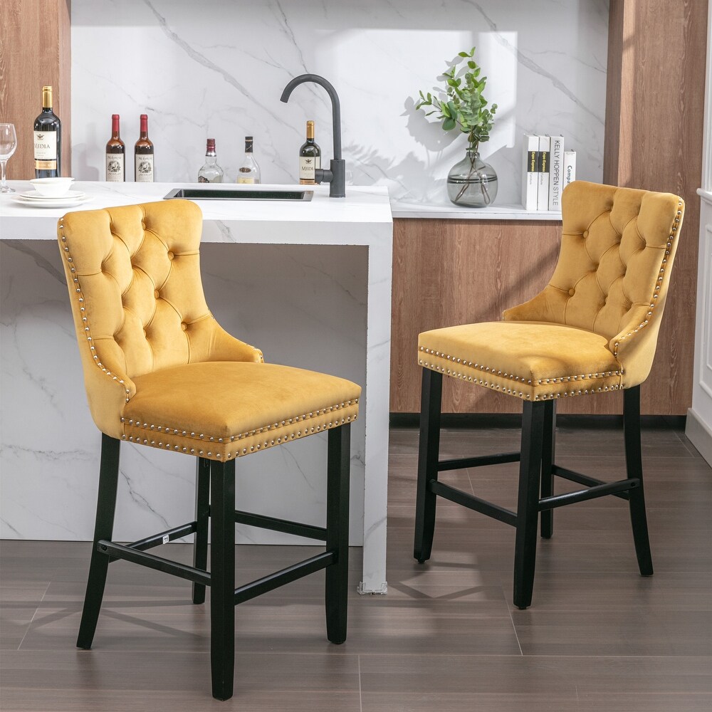 Contemporary Velvet Upholstered Bar stools