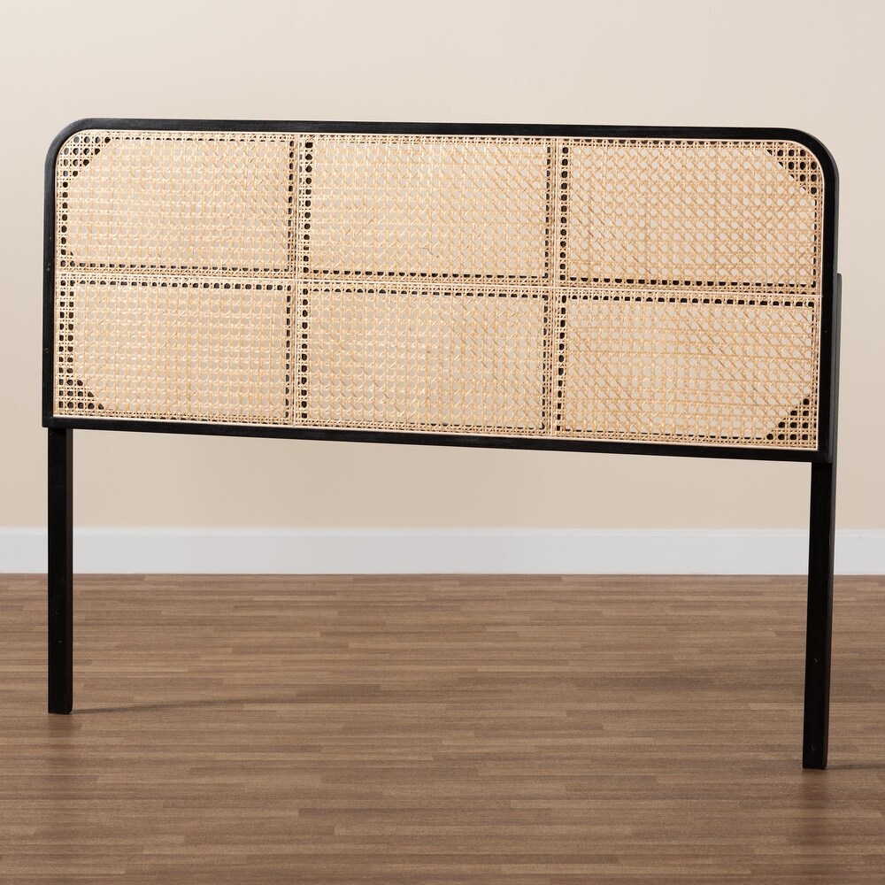 bali   pari Lainer Modern Bohemian Bayur Wood and Natural Rattan Headboard