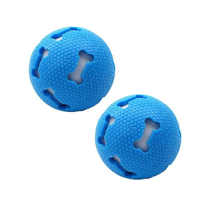 2Pcs Dog Cat Ball Toys Healthy Chew Durable Rubber Tooth Cleaning Glowing