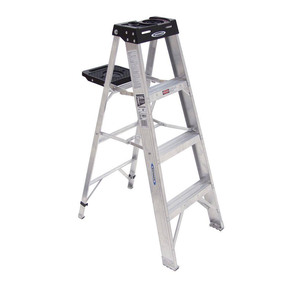 Werner 4 ft. Aluminum Step Ladder with 300 lbs. Load Capacity Type IA 374