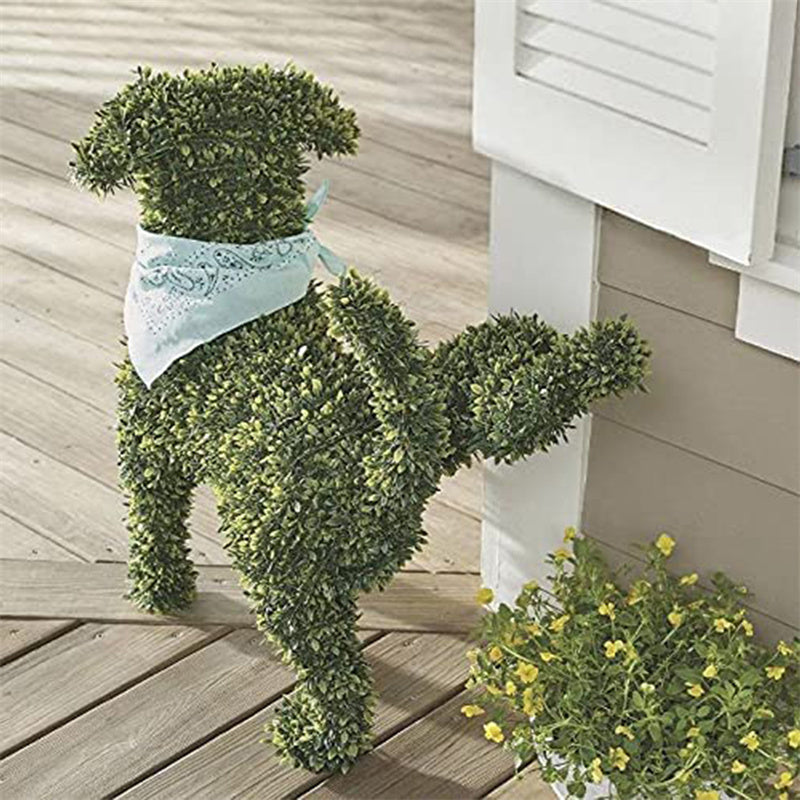 Decorative Peeing Dog Topiary Faux Boxwood Garden Dog Without Ever a Finger to Prune or Water Decorative Pet Garden Statue