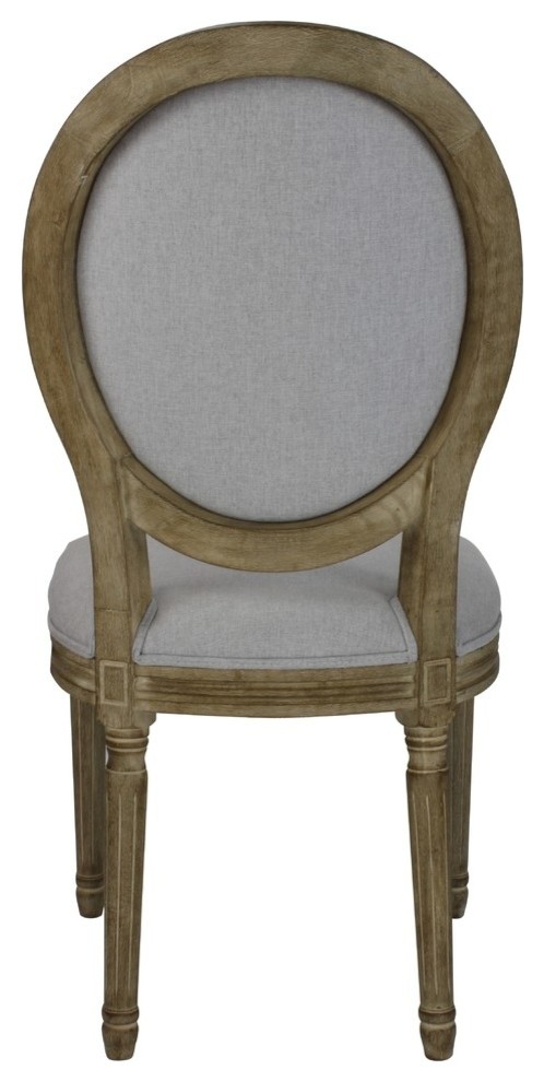 Louis Round Beige Upholstered Dining Side Chair  Set of 2   Farmhouse   Dining Chairs   by Lux Home  Houzz