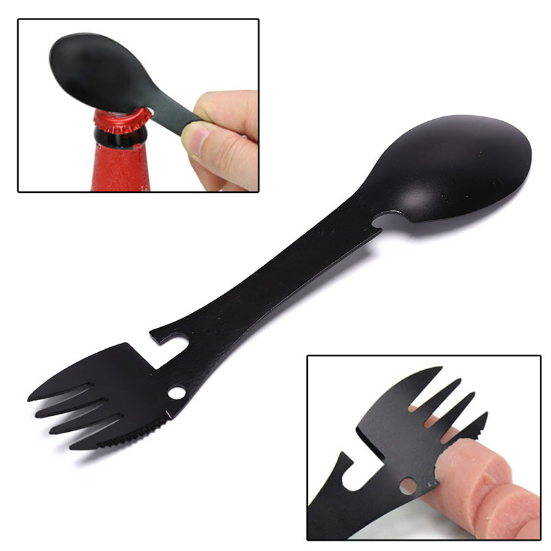 multifunctional camping cookware spoon fork bottle opener outdoor survival tool