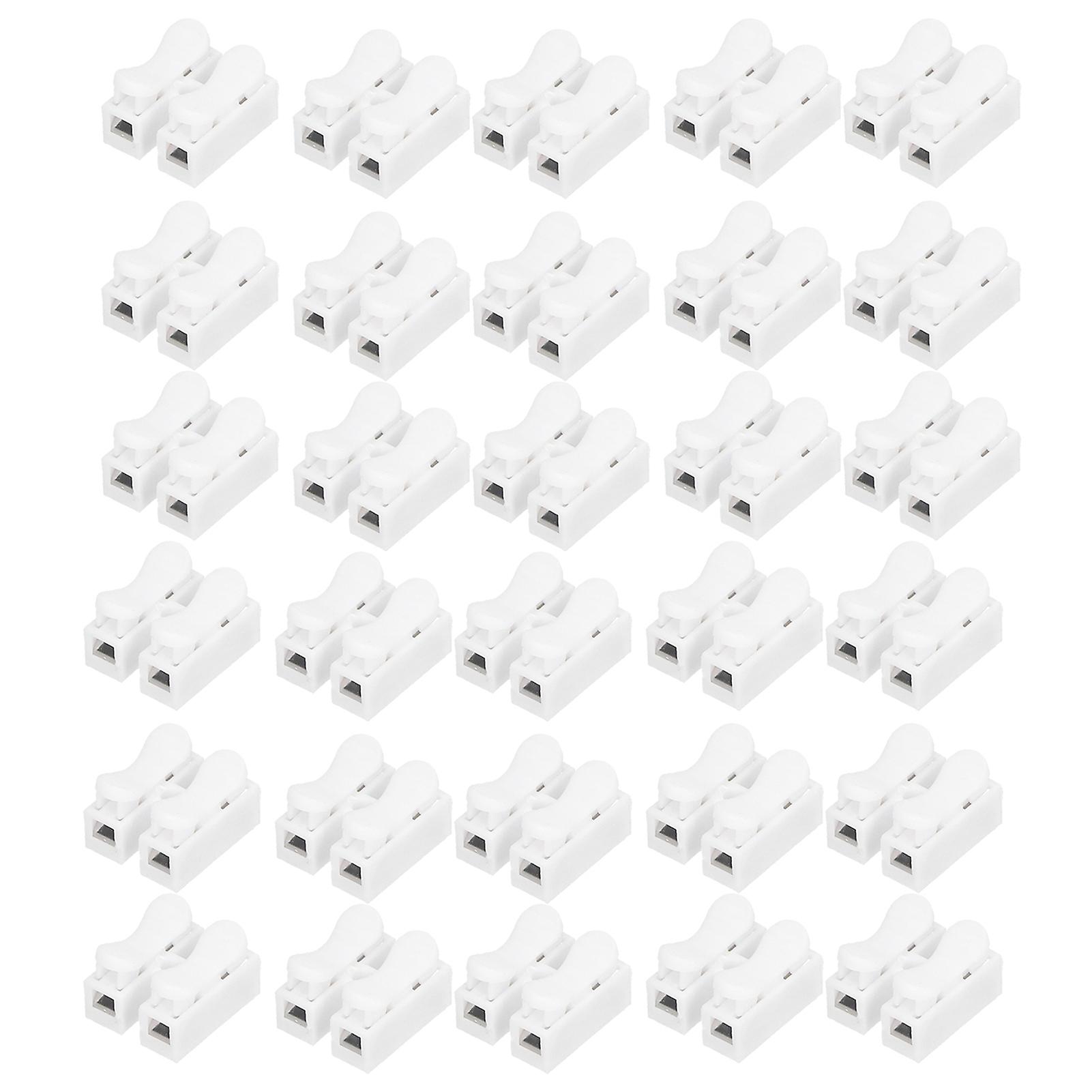 100pcs Ch2 Connectors For Led Ceiling Light Flame Retardant 2 Port Press Terminal