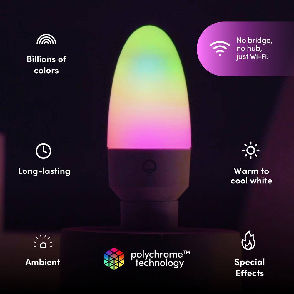 LIFX 40-Watt Equivalent B10 E12 Multi Color Smart WiFi LED Light Bulb Work with AlexaHey GoogleHomeKitSiri 1-Pack LCCE12US