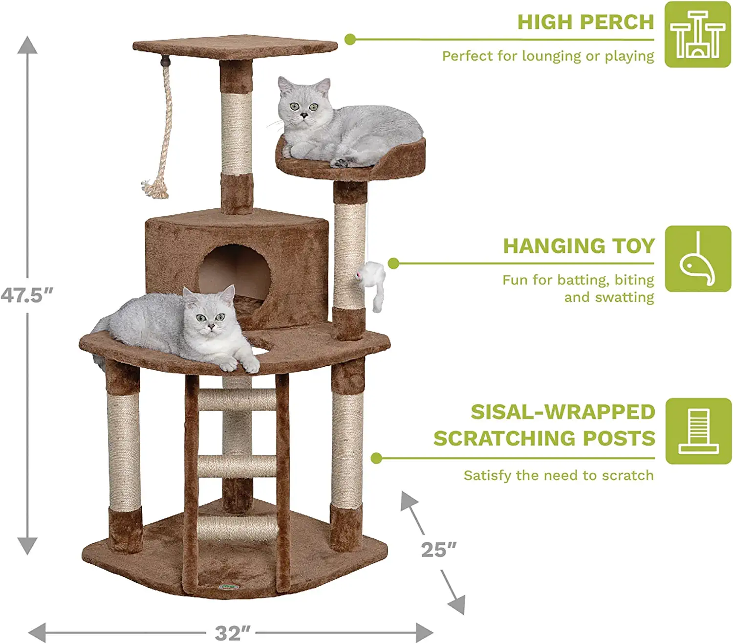 Go Pet Club 48-in Classic Sisal Posts Cat Tree Condo