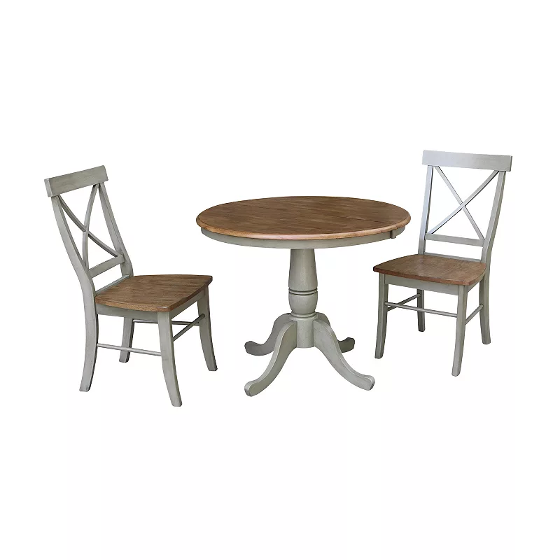 International Concepts Round Extension Dining Table and Chairs 3-pc. Dining Set