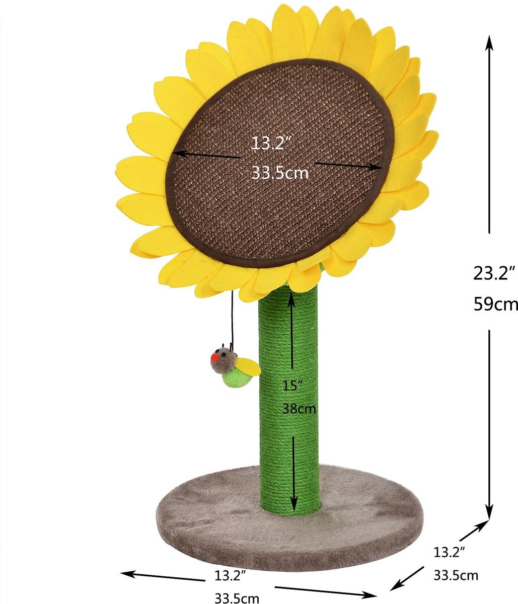 Catry Sunflower 23.2-in Sisal Cat Scratching Post with Toy