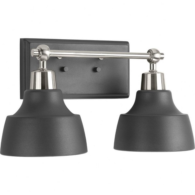 Progress Lighting Bramlett 2 light Bath amp Vanity Wall Light Brushed Nickel Metal Reflector Shades