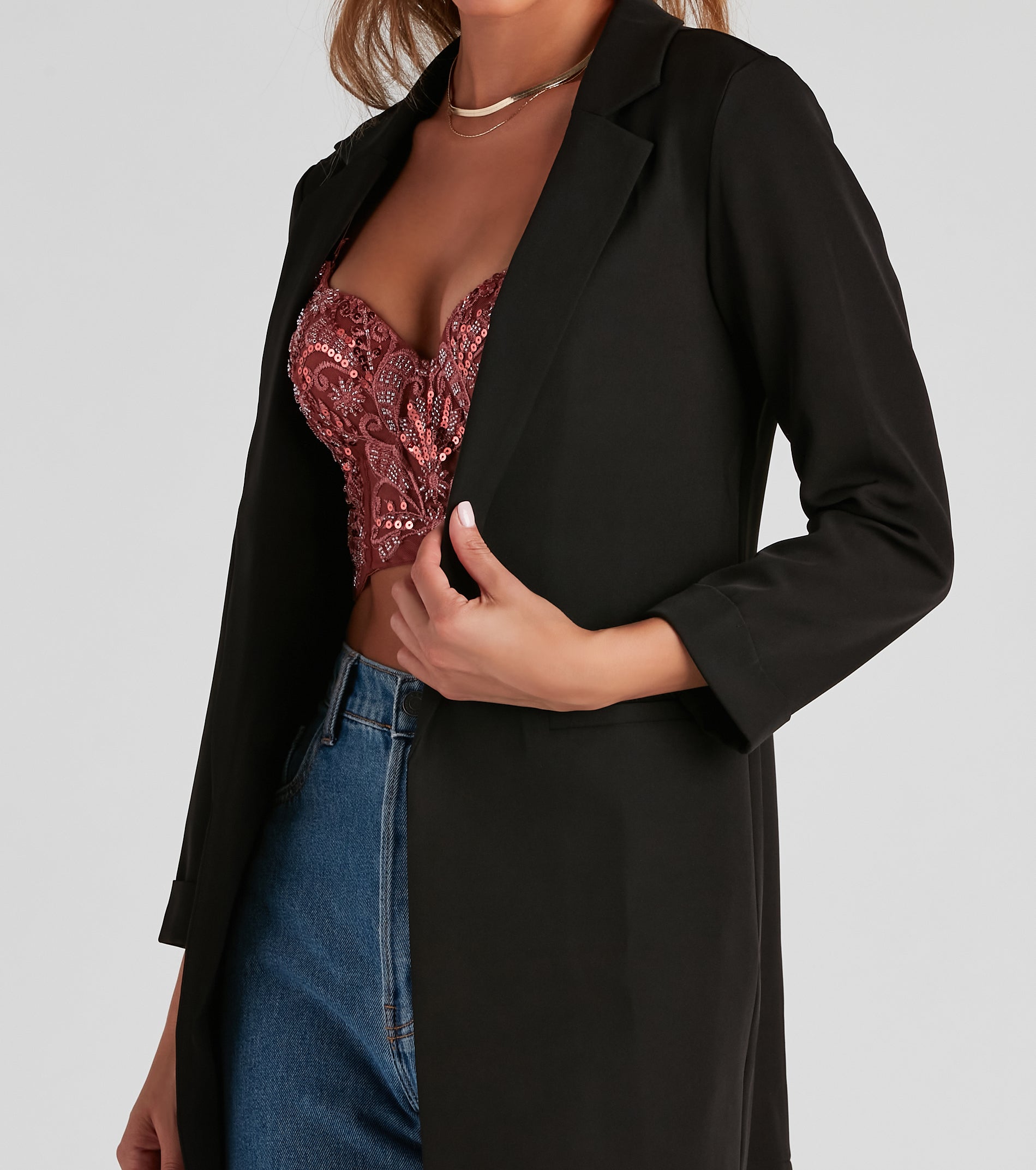 Biz Call 3/4 Sleeve Boyfriend Blazer