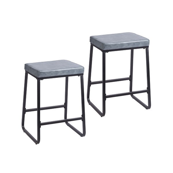 Porthos Home Selma Counter Stools Set of 2， PU Leather， Iron Legs