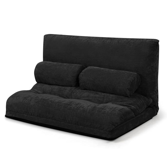 Adjustable Floor Sofa Couch with 2 Pillows, Multi-Functional 6-Position Foldable Lazy Sofa Sleeper Bed