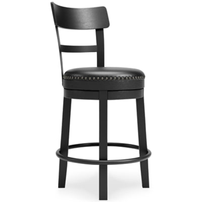 Signature Design by Ashley Valebeck 30.38 Faux Leather Pub Height Swivel Barstool， Black