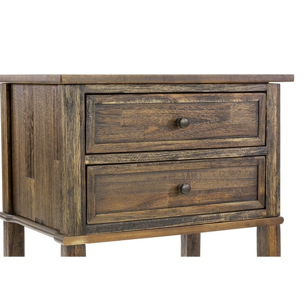 Wood Night Stand with 2 Wood Drawers for Bedroom - Stable and Sturdy Constructed (Finish Options Available)