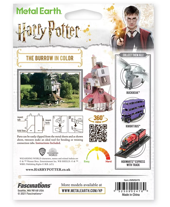 University Games Fascinations Metal Earth 3D Metal Model Kit Harry Potter the Burrow in Color