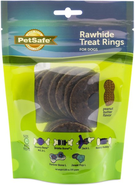 PetSafe Busy Buddy Natural Rawhide Peanut Butter Rings Dog Treats