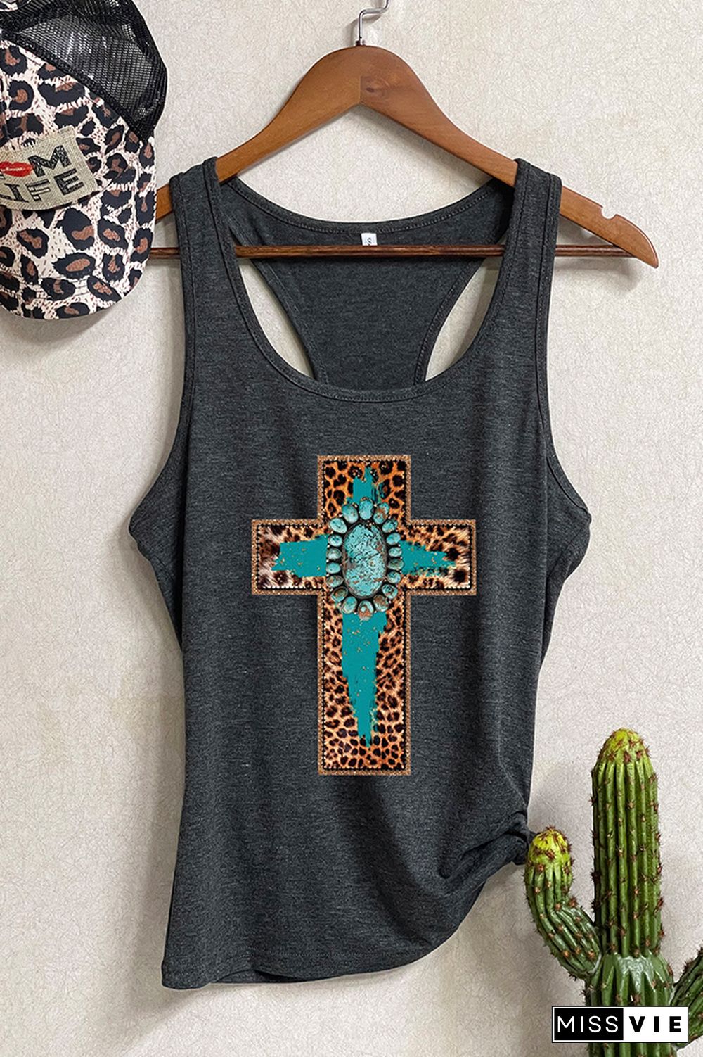 Cross Print Sleeveless Tank Top Wholesale