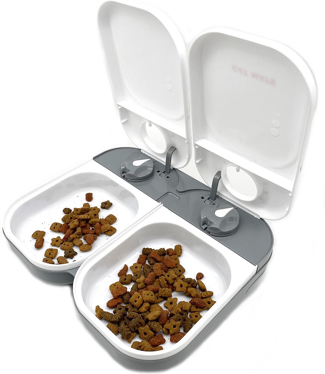 Cat Mate C200 2-Bowl Automatic Dog and Cat Feeder， 4-cup