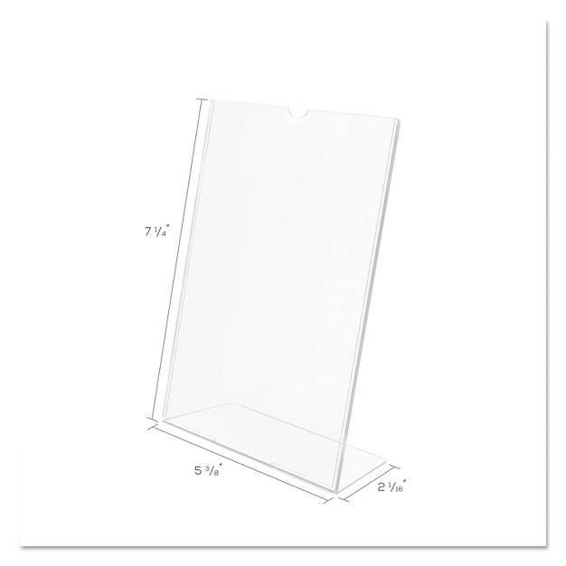 Deflecto Slanted Desk Sign Holder Plastic 5 X 7 Clear 590301