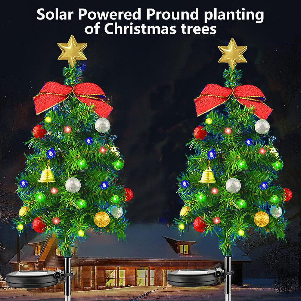 2pcs Solar Garden Lights Christmas Tree Outdoor Pathway Yard Patio Lights