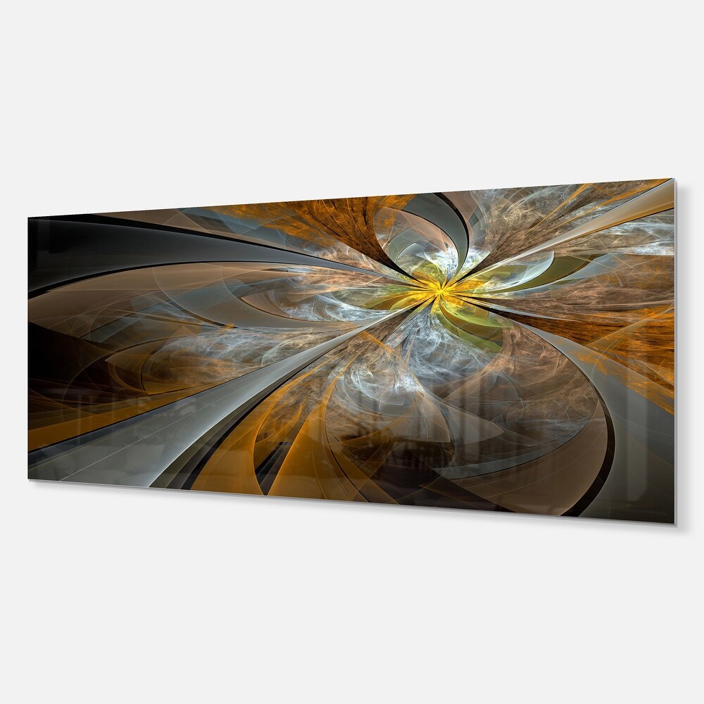 Designart 'Symmetrical Yellow Fractal Flower' Digital Art Metal Wall Art