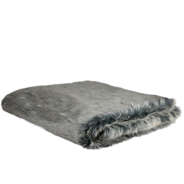 X 60 quot Faux Fur Super Plush Throw Blanket White gray