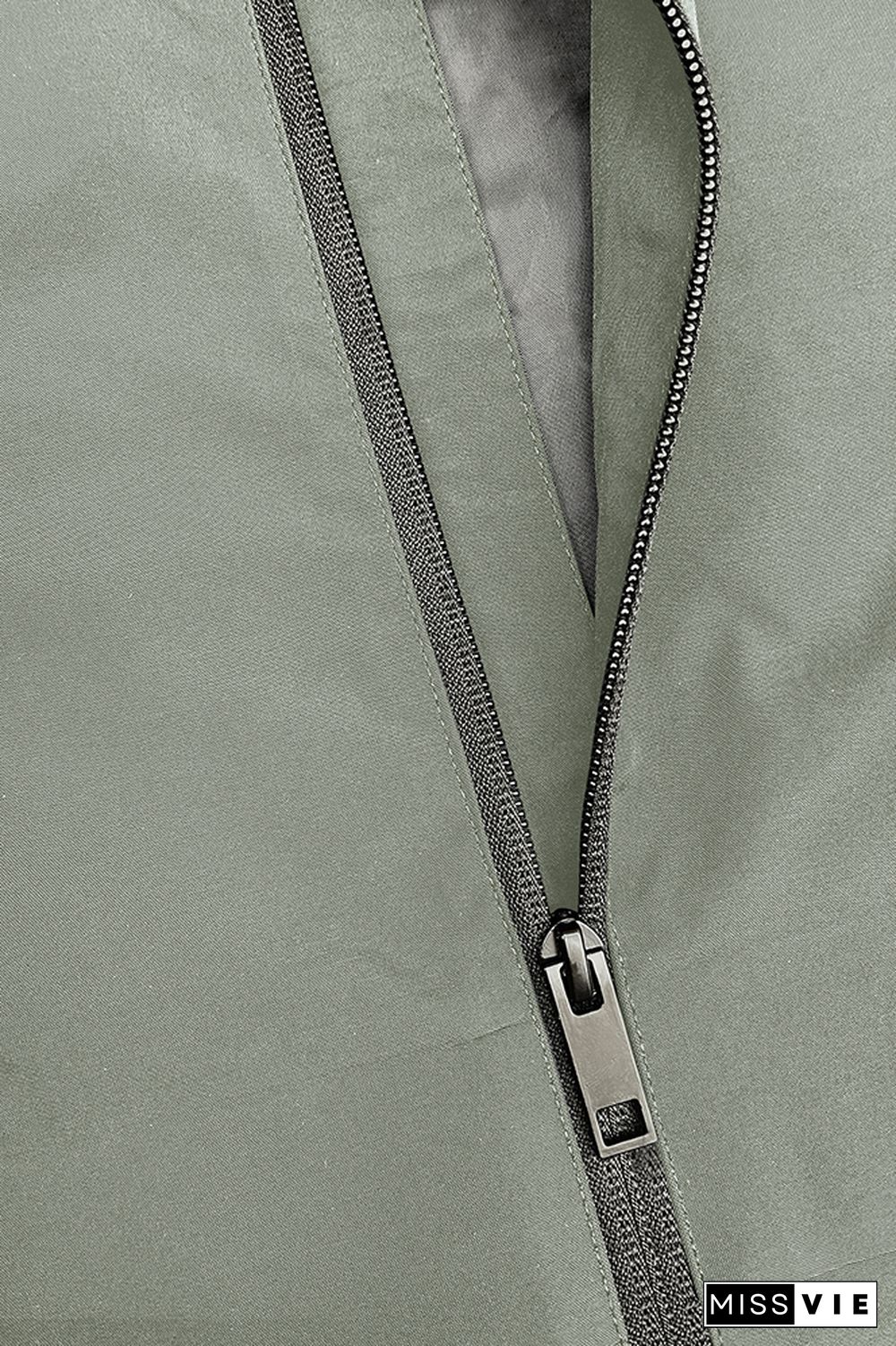 Plain Open Zipper Pockets Hooded Outdoor Jackets