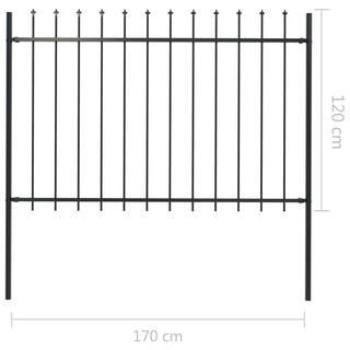 Cisvio Garden Fence with Spear Top Steel 66.9 in. x 47.2 in. Black D0102HELTWV