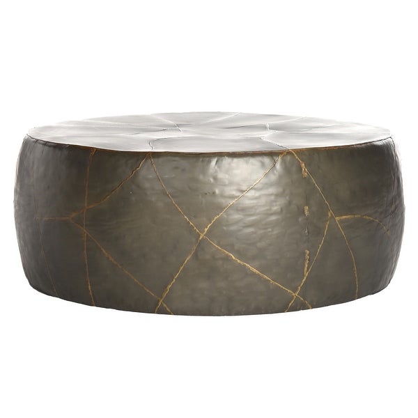 SAFAVIEH Vernice Silver Metal Drum Round Coffee Table - 41