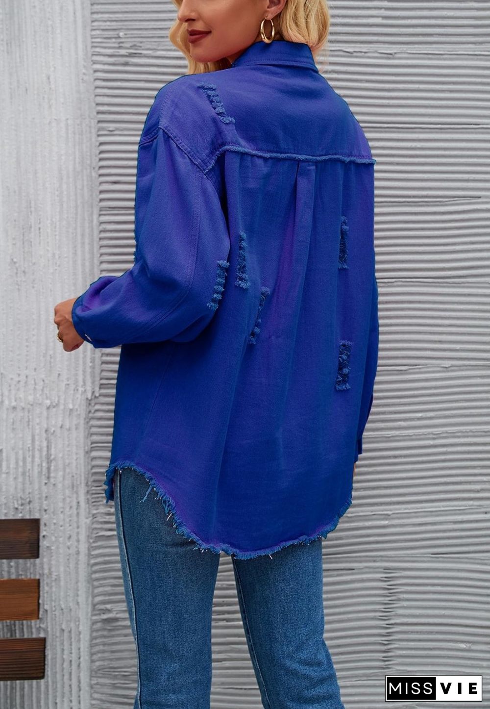 Solid Color Distressed Jacket