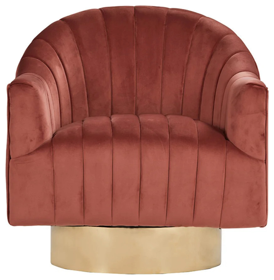 Julie Modern Copper Velvet Swivel Armchair   Contemporary   Armchairs And Accent Chairs   by Rustic Home Furniture Deco  Houzz