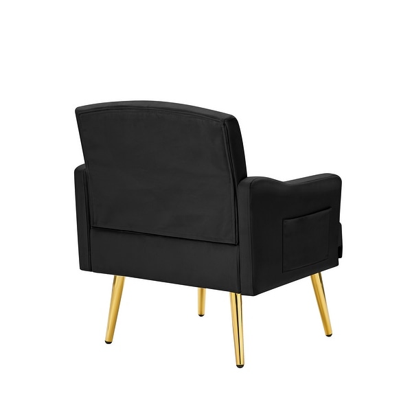 Accent Chair Tufted Armchair， Velvet Fabric Upholstery Accent Chairs with Metal Legs