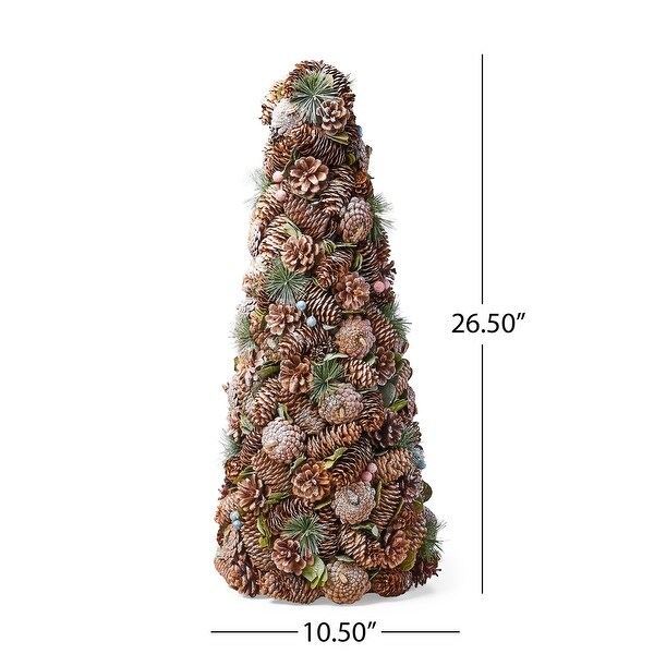 Christopher Knight Home Walt PreDecorated Pine Cone and Glitter Artificial Tabletop Christmas Tree