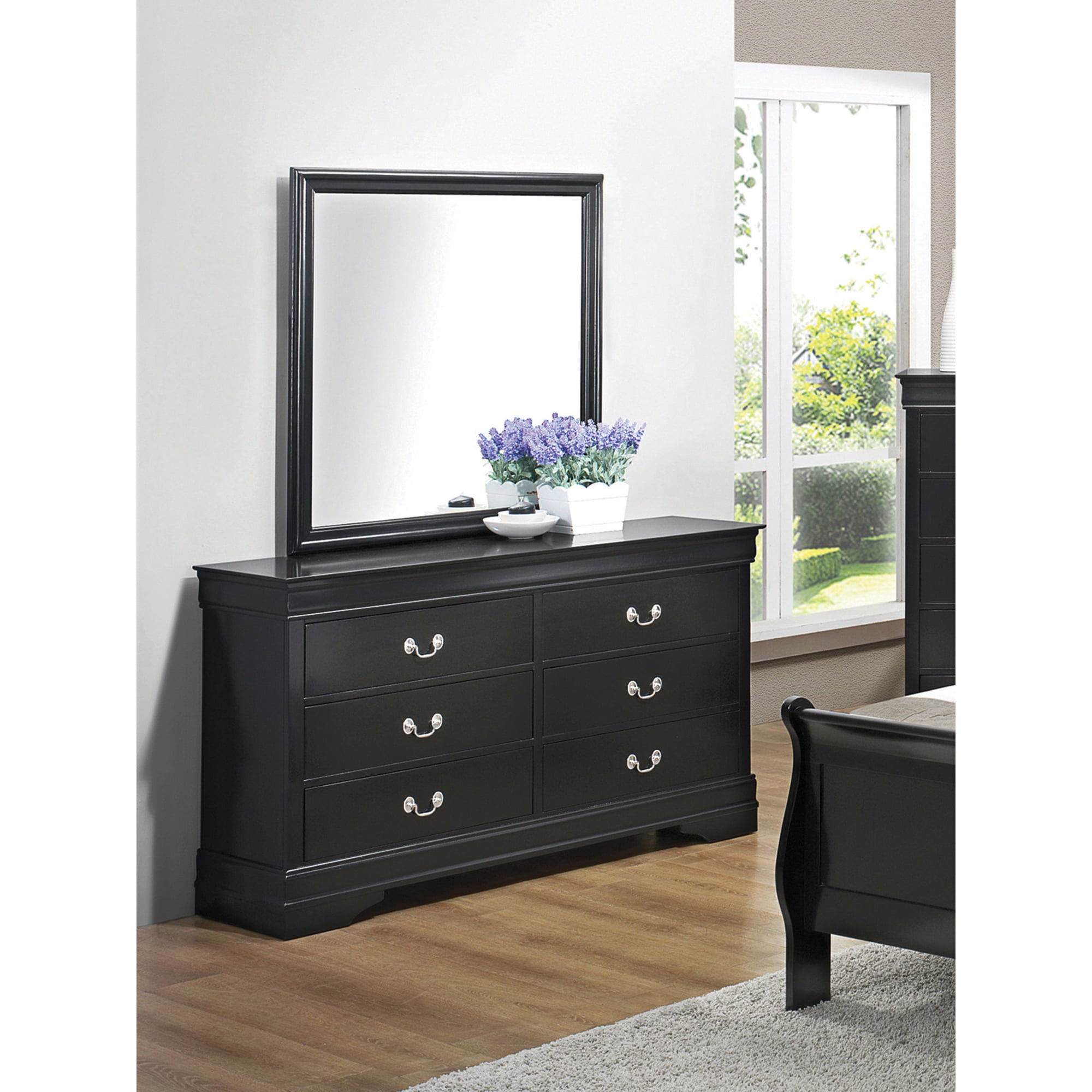 Louis Philippe 6-drawer Dresser Black