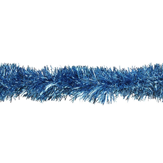 Unlit Shiny Sky Blue Foil Tinsel Christmas Garland