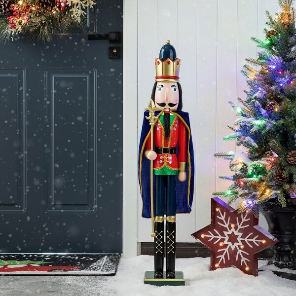 Glitzhome 36inch Wooden Christmas King/Drummer Nutcracker